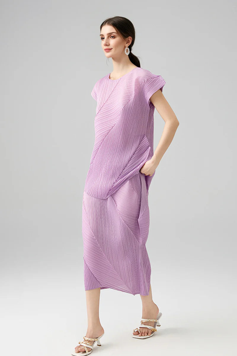 Designer Inspired Pleated Cap-Sleeve Top