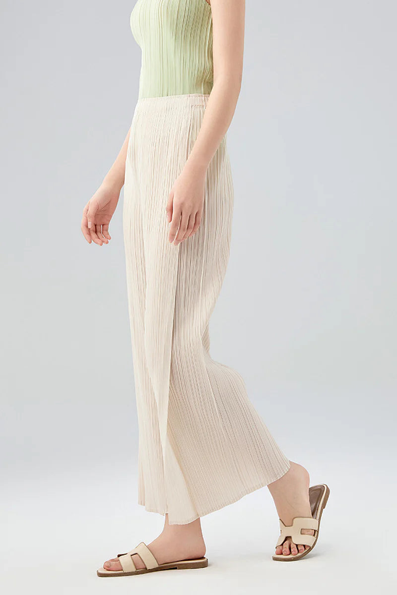Designer Inspired Pleated Wide-Leg Cropped Pants