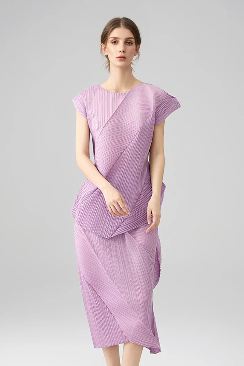 Designer Inspired Pleated Cap-Sleeve Top
