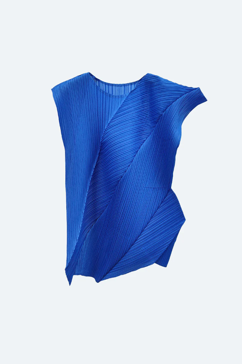 Designer Inspired Pleated Cap-Sleeve Top
