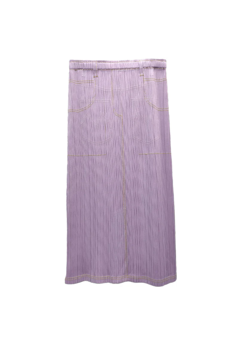 Designer Inspired Pleated Pull-On Midi Skirt