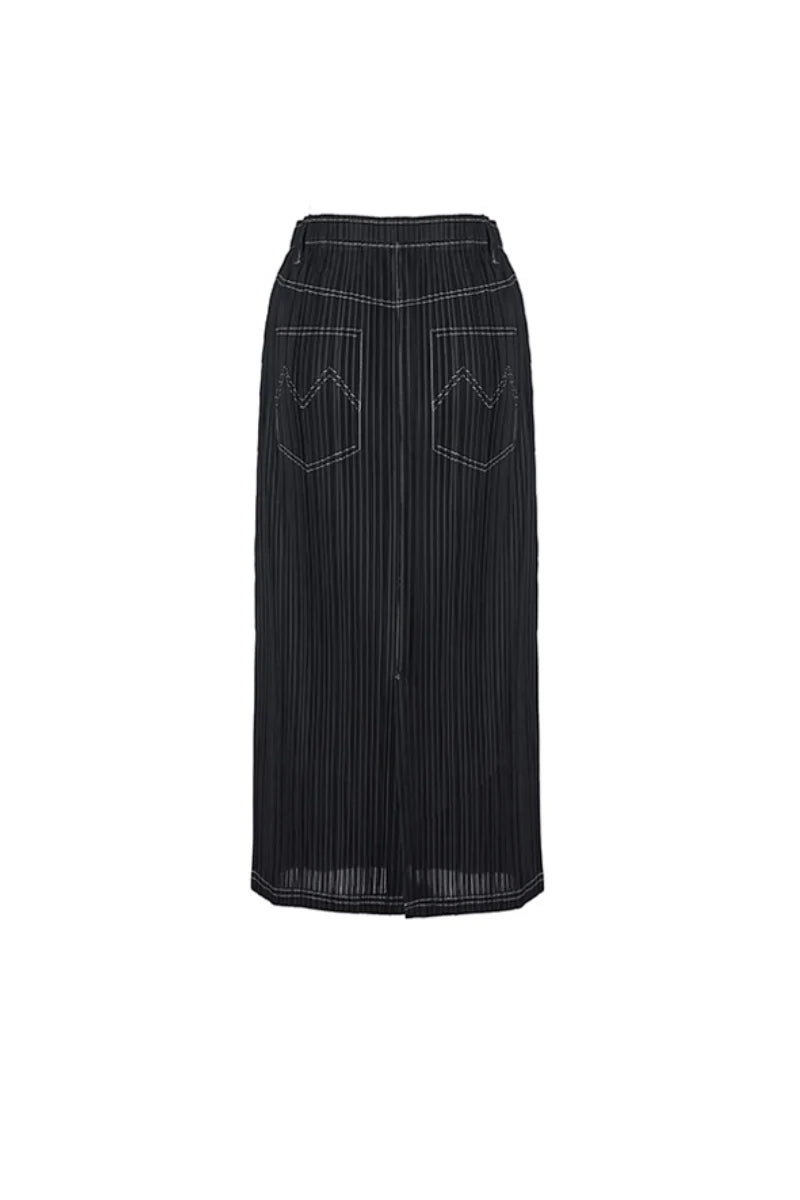 Designer Inspired Pleated Pull-On Midi Skirt