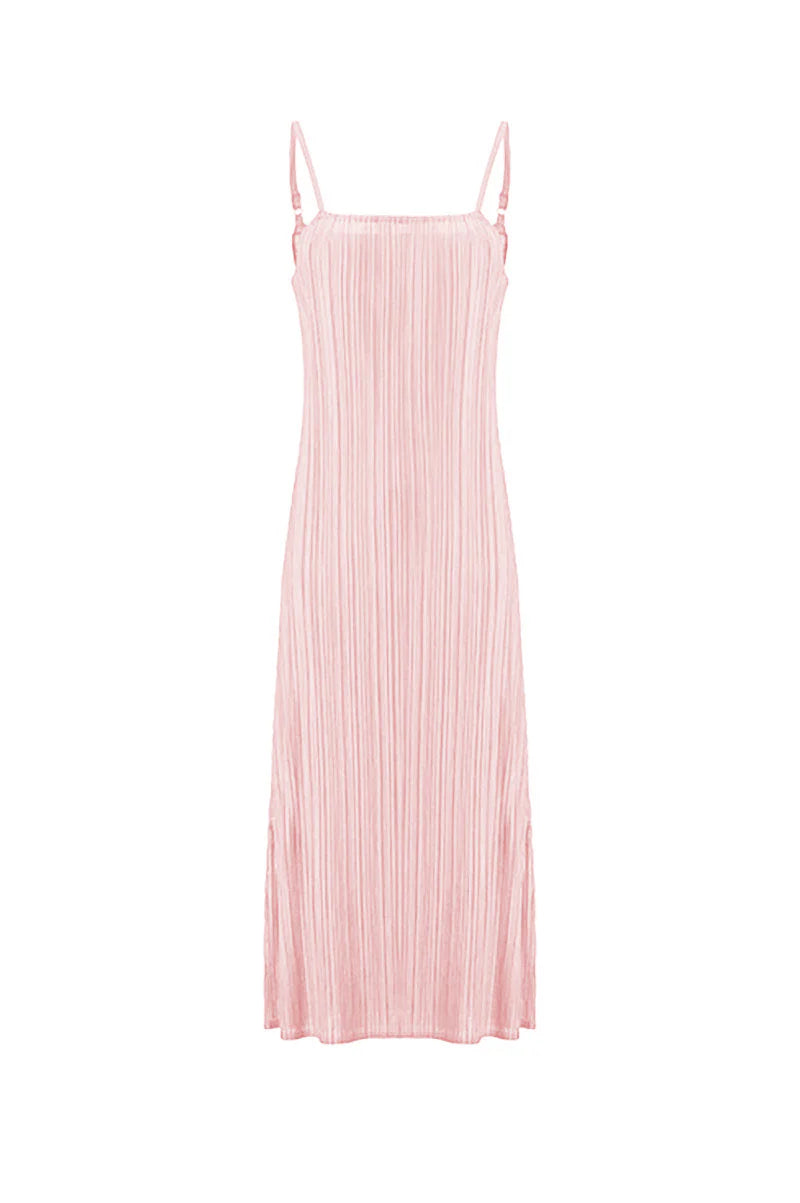 Designer Inspired Pleated Midi Slip Dress