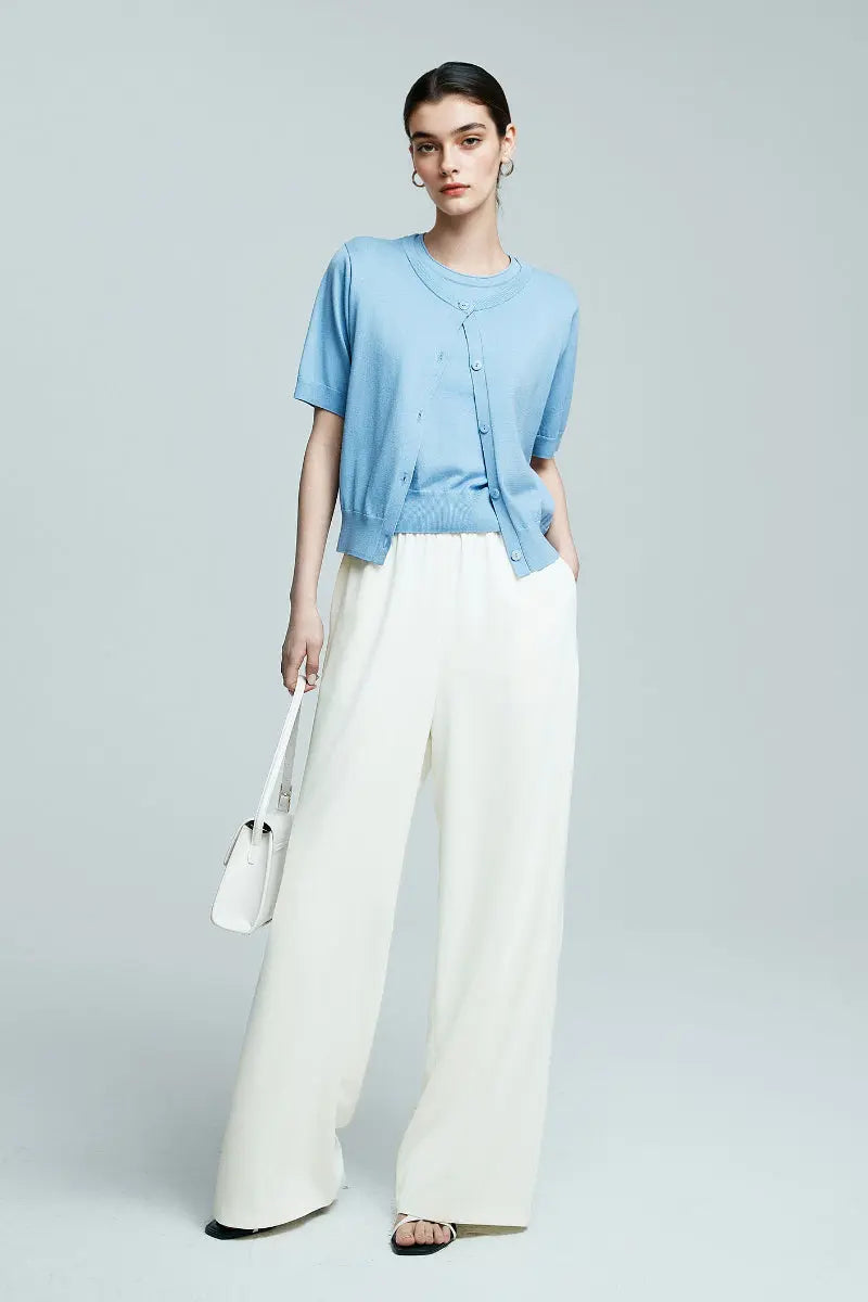 White Pull-On Wrinkle-Free Cooling Puddle Pants