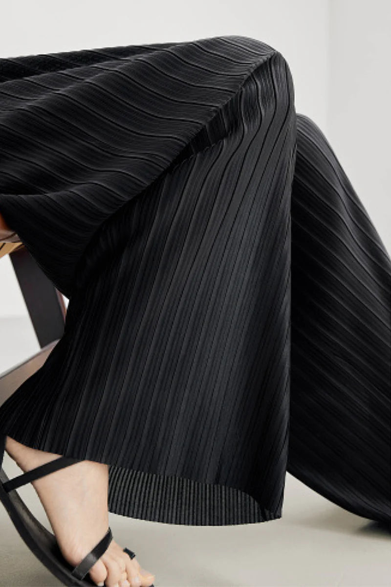 Flowy Pleated Pull-On Wide-Leg Pants