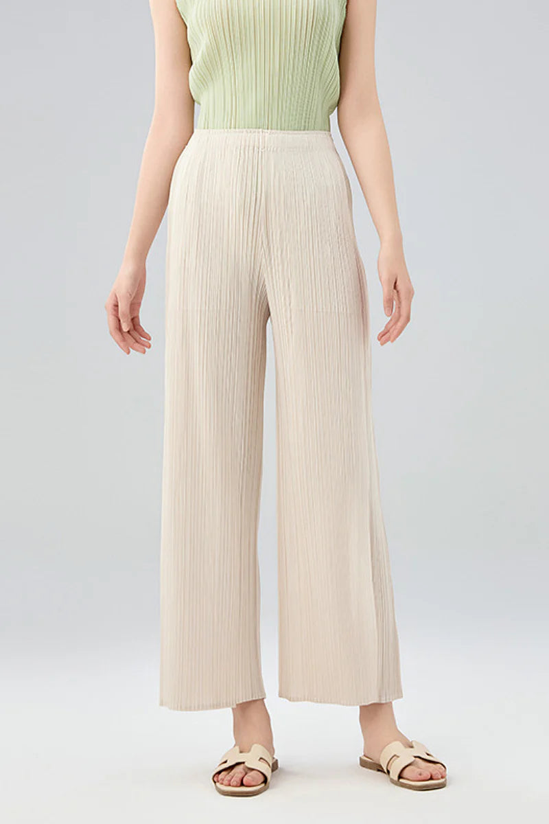 Designer Inspired Pleated Wide-Leg Cropped Pants