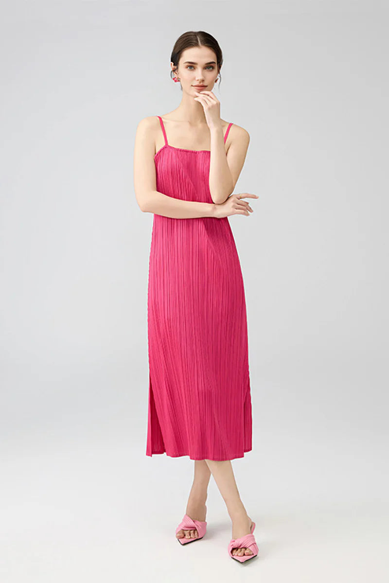 Designer Inspired Pleated Midi Slip Dress