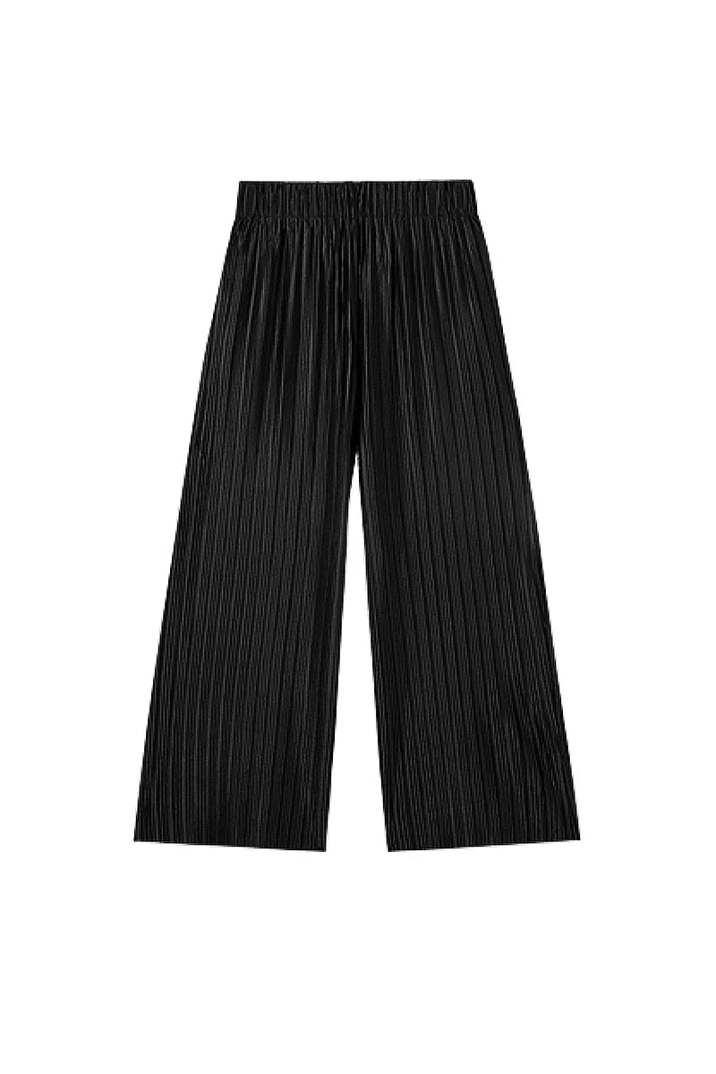 Flowy Pleated Pull-On Wide-Leg Pants