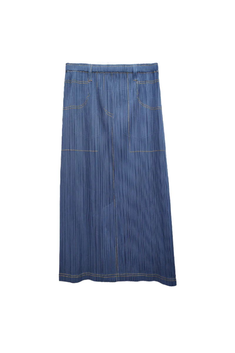 Designer Inspired Pleated Pull-On Midi Skirt
