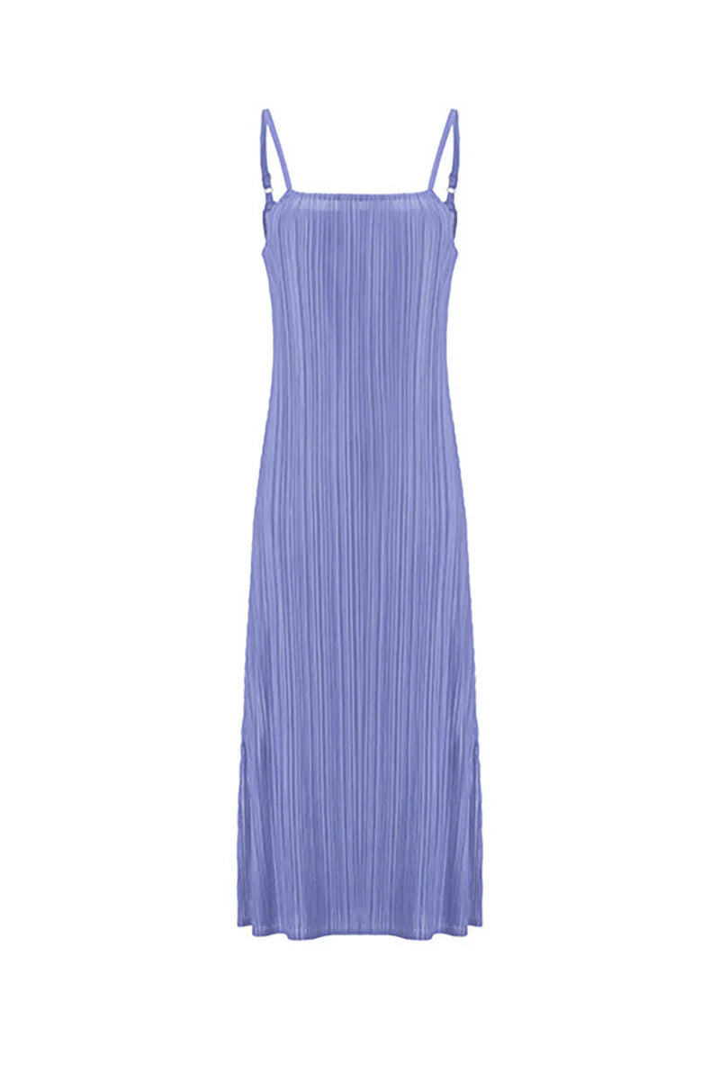 Designer Inspired Pleated Midi Slip Dress