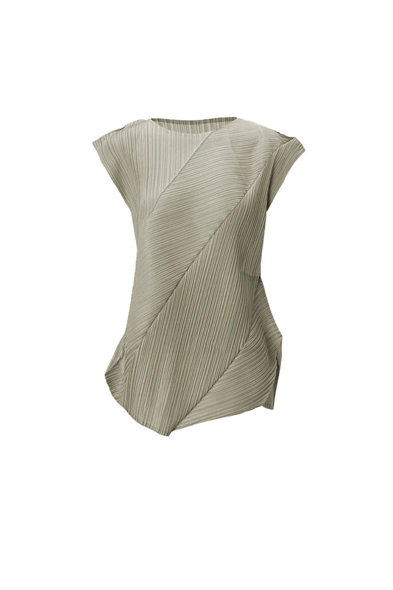 Designer Inspired Pleated Cap-Sleeve Top