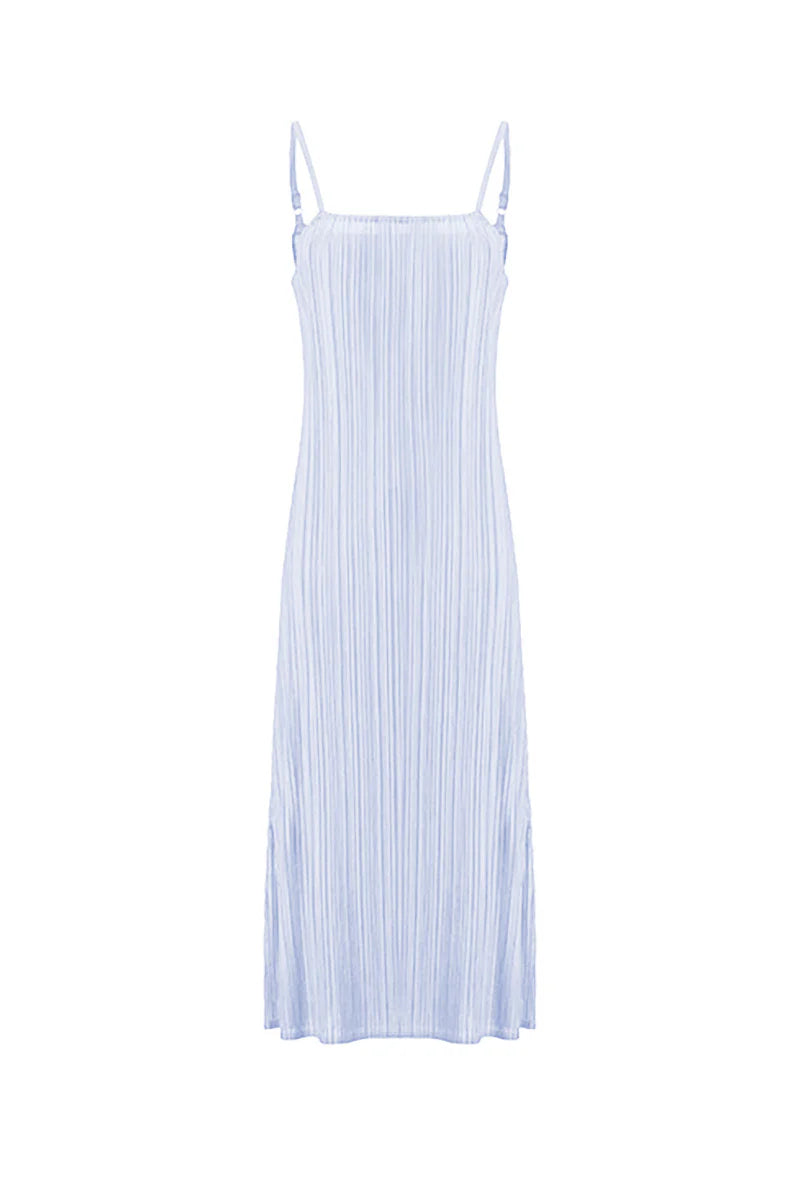 Designer Inspired Pleated Midi Slip Dress